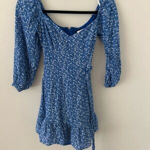 Long sleeve blue formal dress